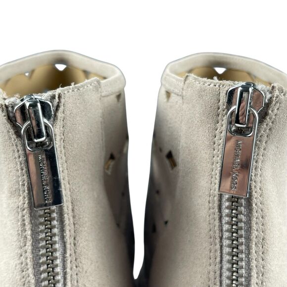 Michael Kors Women's Wedge Bootie Sandals Size 10M Taupe Suede Peep Toe Cut-out - Picture 6 of 13